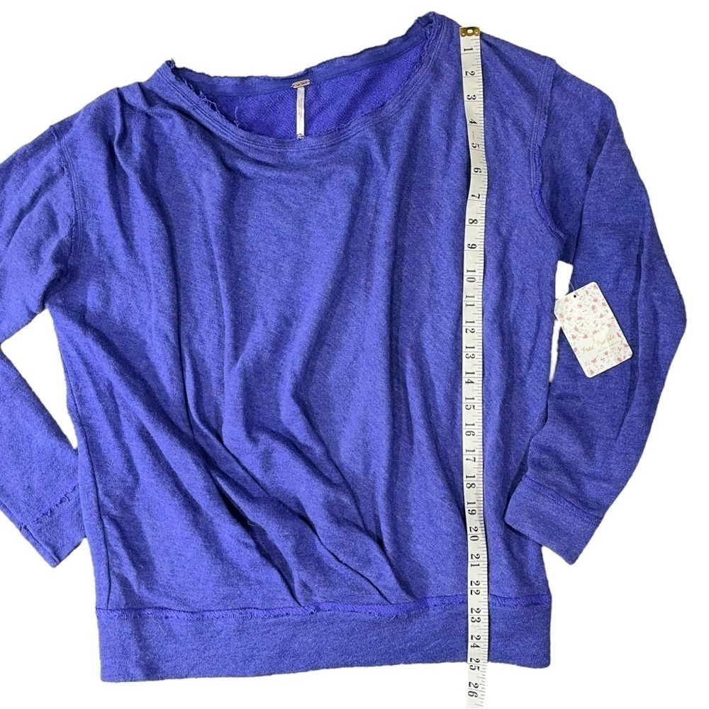 NWT Free People Distressed Draped Blue Violet Pullover Sweater sz XS - Picture 7 of 11